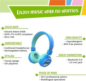 img 3 attached to 🔵 TinyGeeks Neo - Kids Wireless Headphones: Bluetooth/AUX/Calls, Safe Volume Limit, SGS & CPSIA Certified, 2022 Newest - Blue