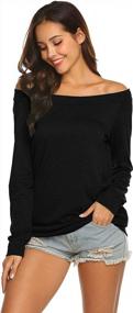 img 3 attached to Stylish Halife Women'S Off Shoulder Blouse With Elegant Boat Neckline And Long Sleeves