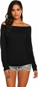 img 2 attached to Stylish Halife Women'S Off Shoulder Blouse With Elegant Boat Neckline And Long Sleeves