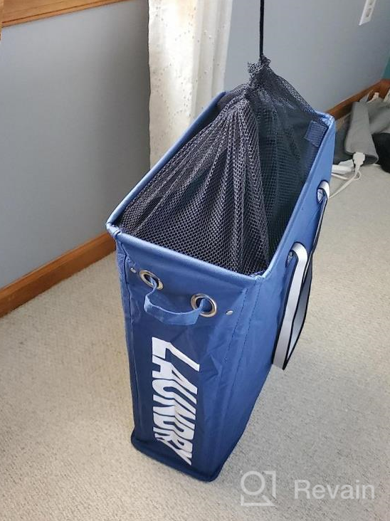 img 1 attached to Tall And Slim Collapsible Laundry Hamper With Breathable Mesh Cover And Silver Handle - Handy Hanging Basket For Travel, Waterproof And Upgraded With Linen Fabric By Caroeas review by Lori Brock