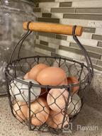 img 1 attached to Rusty Primitives Vintage Gathering Basket With Swing Handles - CVHOMEDECO Round Chicken Wire Egg Fruit Basket review by Darrick Dobbin