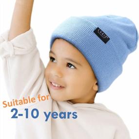 img 2 attached to Silky-Lined Knitted Beanie Hats For Kids: Warm Winter Toddler Cuffed Hats With Watch Design