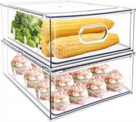minesign set of 2 stackable refrigerator organizer bins pull-out drawers for fruit and veggies divided storage organizer for fridge clear drawer containers with handle for produce saver, eggs, snack logo