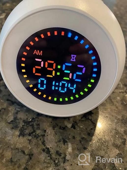 img 1 attached to Reacher Digital Timer Alarm Clock For Kids And Productivity, Repeat Cycle Pomodoro Countdown Timer, AC Powered With Dimmable Rainbow Display, 6 Natural Sound Options For Bedroom review by Emily Reyes