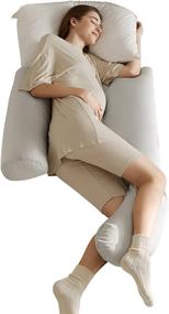 img 4 attached to 🤰 Pregnancy Maternity Body Pillow for Back, Legs, and Belly Support – Must-Have for Sleeping Comfort – Plump & Fluffy - H Shape Casual Use Full Body Pillow with Removable Cover – 47.2 Inch - Grey