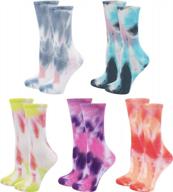 lovful cotton socks for women, funny cute crew socks, women tie dye novelty socks 5 pairs logo