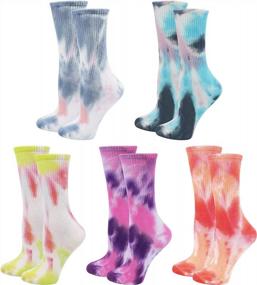 img 4 attached to Lovful Cotton Socks For Women, Funny Cute Crew Socks, Women Tie Dye Novelty Socks 5 Pairs