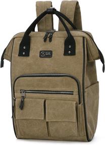 img 4 attached to 🎒 Vintage Canvas Leather Backpack: Ideal Rucksack for Casual Outdoor Travel