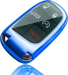 img 4 attached to WORCAS TPU Smart Key Fob Cover Case: Ultimate Protection for Jeep Grand Cherokee, Dodge Charger, and More - Blue