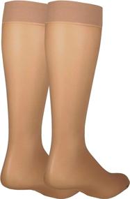 img 4 attached to Stay Comfortable With NuVein Sheer Compression Stockings For Women - 8-15 MmHg Support, Lightweight Denier, Knee High, And Closed Toe