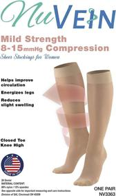 img 2 attached to Stay Comfortable With NuVein Sheer Compression Stockings For Women - 8-15 MmHg Support, Lightweight Denier, Knee High, And Closed Toe
