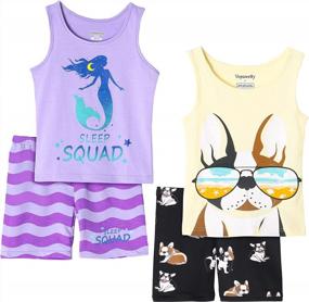 img 4 attached to Girls Cotton Summer Tank Top & Shorts Pajama Set - Comfort And Style For Warmer Weather