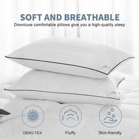 img 3 attached to downluxe Bed Pillows Standard Size Set of 2 - 100% Breathable Cotton Cover, Soft Down Alternative Pillows for Sleeping - Hotel Collection, 20 X 26