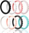 egnaro silicone wedding ring for women,thin and stackble braided rubber wedding bands,no-toxic,skin safe logo