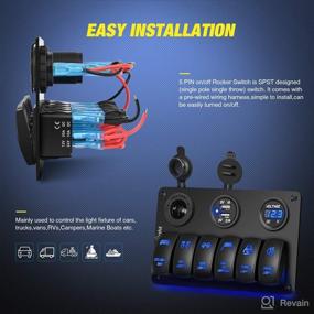 img 1 attached to Nilight 6 Gang Rocker Switch Panel - Laser Etched Aluminum Waterproof Light Bar Switch + Cigarette Lighter + Dual USB Voltmeter for 12V 24V Cars - 2 Year Warranty