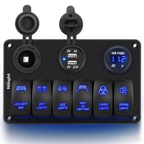 img 4 attached to Nilight 6 Gang Rocker Switch Panel - Laser Etched Aluminum Waterproof Light Bar Switch + Cigarette Lighter + Dual USB Voltmeter for 12V 24V Cars - 2 Year Warranty