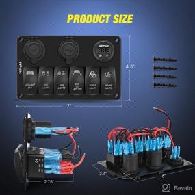 img 3 attached to Nilight 6 Gang Rocker Switch Panel - Laser Etched Aluminum Waterproof Light Bar Switch + Cigarette Lighter + Dual USB Voltmeter for 12V 24V Cars - 2 Year Warranty