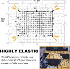 img 2 attached to GSPSCN Cargo Net 4' x 6' for Truck Pickup Bed, Trailer, Boat, RV SUV – Heavy Duty Bungee Cord Net Stretches to 11'x17' – Compatible with Dodge Ram, Chevy Ford, Toyota