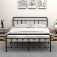 queen size metal bed frame with victorian headboard & footboard - no box spring needed! logo