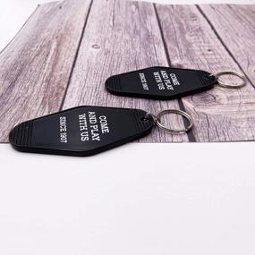 img 2 attached to LAXPICOL 2PCS Hotel Motel Keychain Black Key Chain The Overlook Hotel Come And Play With Us Since 1907