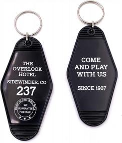 img 4 attached to LAXPICOL 2PCS Hotel Motel Keychain Black Key Chain The Overlook Hotel Come And Play With Us Since 1907