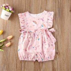 img 3 attached to Baby Girls 0-6 Months Sleeveless Easter Romper Unicron Flower Rainbow Print Jumpsuit Summer Clothes Pink