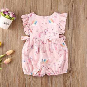 img 1 attached to Baby Girls 0-6 Months Sleeveless Easter Romper Unicron Flower Rainbow Print Jumpsuit Summer Clothes Pink