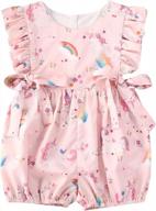 пасхальный комбинезон без рукавов для маленьких девочек 0–6 месяцев, комбинезон с принтом единорога и радуги, летняя одежда розового цвета логотип