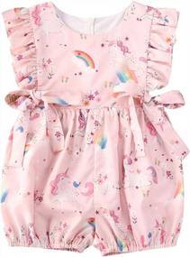 img 4 attached to Baby Girls 0-6 Months Sleeveless Easter Romper Unicron Flower Rainbow Print Jumpsuit Summer Clothes Pink