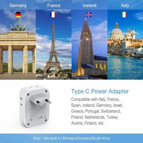 img 3 attached to Европейский адаптер для путешествий TESSAN с 4 розетками переменного тока, 3 портами USB (1 порт USB C) - зарядное устройство адаптера питания типа C для США в Европу, Испанию, Италию, Францию, Германию, Исландию