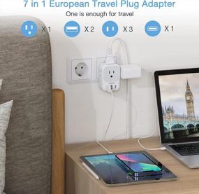 img 2 attached to TESSAN European Travel Plug Adapter With 4 AC Outlets, 3 USB Ports (1 USB C Port) - Type C Power Adaptor Charger For US To Europe, Spain, Italy, France, Germany, Iceland