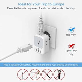 img 1 attached to TESSAN European Travel Plug Adapter With 4 AC Outlets, 3 USB Ports (1 USB C Port) - Type C Power Adaptor Charger For US To Europe, Spain, Italy, France, Germany, Iceland