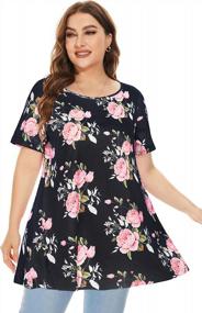 img 3 attached to Floral Tunic Tops For Curvy Women: Casual, Flowy Short Sleeve Shirts