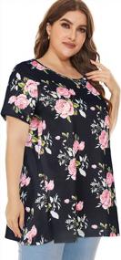 img 2 attached to Floral Tunic Tops For Curvy Women: Casual, Flowy Short Sleeve Shirts