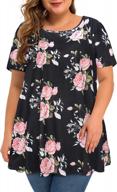 floral tunic tops for curvy women: casual, flowy short sleeve shirts логотип
