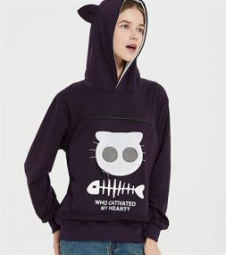 img 1 attached to Breathable Unisex Hoodie with Cat Pouch - Pet Carrier Sweatshirt - Kangaroo Style Pullover Hoody for Kitty Carrying Holder