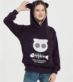 img 2 attached to Breathable Unisex Hoodie with Cat Pouch - Pet Carrier Sweatshirt - Kangaroo Style Pullover Hoody for Kitty Carrying Holder