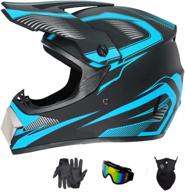 🏍️ sanqing motocross helmet - trendy unisex adult youth dirt bike off-road mountain bike motorcycle helmet dot approved - complete 4pcs set with gloves, goggles, and face shield logo