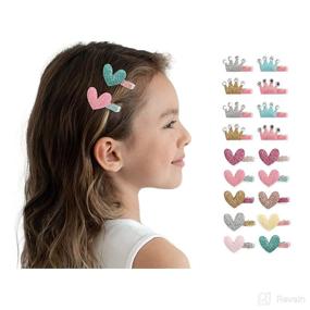 img 4 attached to Sparkling Summer Crystal Glitter Alligator Hair Clips for Baby Girl Kid - Crown Bunny Heart Star Style (18Pcs Glitter Heart Crown)