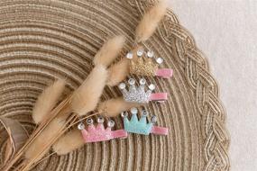 img 3 attached to Sparkling Summer Crystal Glitter Alligator Hair Clips for Baby Girl Kid - Crown Bunny Heart Star Style (18Pcs Glitter Heart Crown)