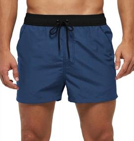 img 4 attached to Quick Dry Men'S Swim Trunks - 5" Shorts For Beach And Pool With Swimwear Design