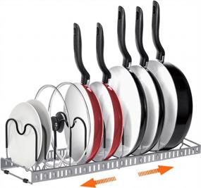img 4 attached to Maximize Space And Efficiency With AHNR'S Expandable Pot And Pan Organizer Rack - Holds 10+ Pans And Lids With 10 Adjustable Compartments!