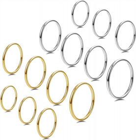 img 4 attached to Stylish & Comfortable Women'S Stacking Rings: MILACOLATO Stainless Steel Knuckle Midi Rings In 7-14 PCS, 1MM Band, Sizes 3-9