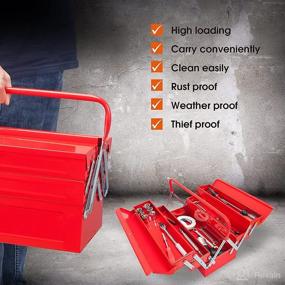 img 2 attached to 🔧 Torin 18-inch Tool Box: Portable Steel/Metal Organizer with 5-Tray Cantilever, ANTBC-128B, Red