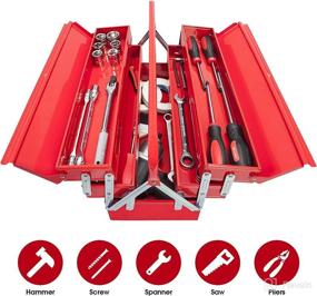 img 1 attached to 🔧 Torin 18-inch Tool Box: Portable Steel/Metal Organizer with 5-Tray Cantilever, ANTBC-128B, Red