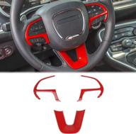 🚗 enhance your challenger steering wheel with voodonala trim – perfect for 2015+ dodge challenger charger, 2014+ durango, and grand cherokee srt8 (red, 3pcs) logo