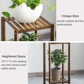 img 1 attached to Indoor Outdoor Bamboo Plant Stand Rack With 2 Tiers - Multiple Flower Pot Holder Shelf For Patio Garden - Perfect Planter Display Shelving Unit