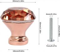 sparkling set of 20 crystal glass cabinet knobs 30mm, elegant diamond shape in rose gold for cabinet, bathroom, wardrobe and cupboard doors and drawers logo