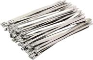 🔒 gtse stainless steel metal zip ties heavy duty, 8 inch, 100 pack, 316 grade with 200lb strength, secure self-locking mechanism, stainless steel cable ties for exhaust wrap, garage, outdoor durability логотип