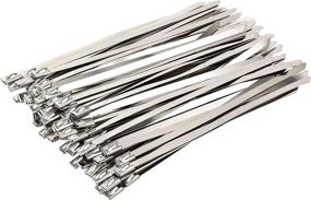 img 4 attached to 🔒 GTSE Stainless Steel Metal Zip Ties Heavy Duty, 8 Inch, 100 Pack, 316 Grade with 200lb Strength, Secure Self-Locking Mechanism, Stainless Steel Cable Ties for Exhaust Wrap, Garage, Outdoor Durability